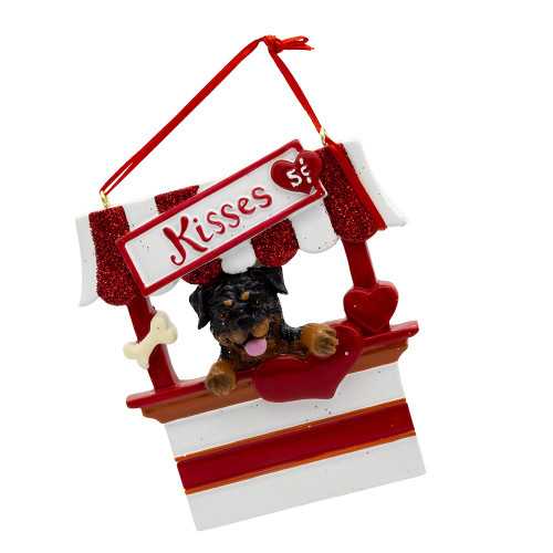 Rottweiler “Kisses“ Kissing Booth Ornament For Personalization