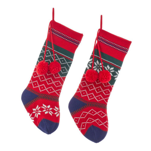 19“ Red, Green, White & Blue Stockings, 2 Assorted