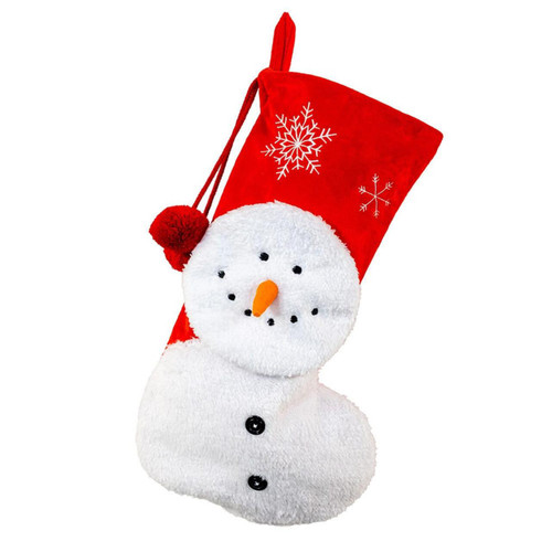 Plush Red & White Snowman Stocking
