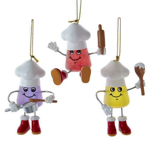 Multicolor Gumdrop Chef Ornaments, 3 Assorted
