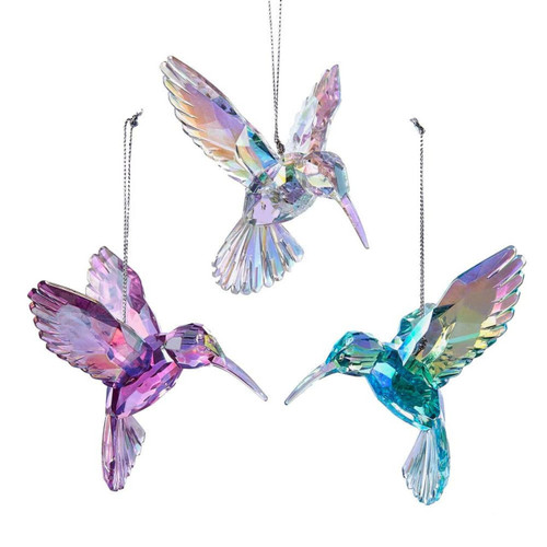 Iridescent Hummingbird Ornaments, 3 Assorted
