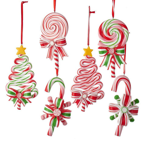 Peppermint Candy Lollipop Ornaments, 6 Assorted