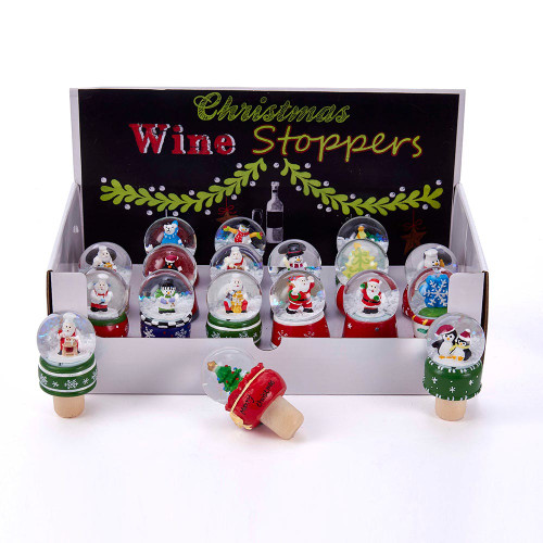 Christmas Water Globe Wine Stoppers, 18-Piece Box Set