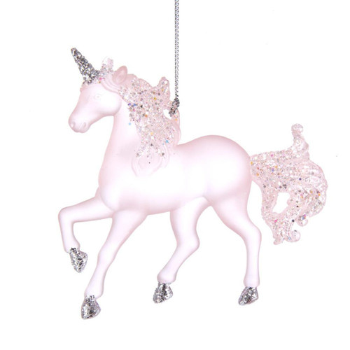 Matte Pink Unicorn With Glitter Ornament