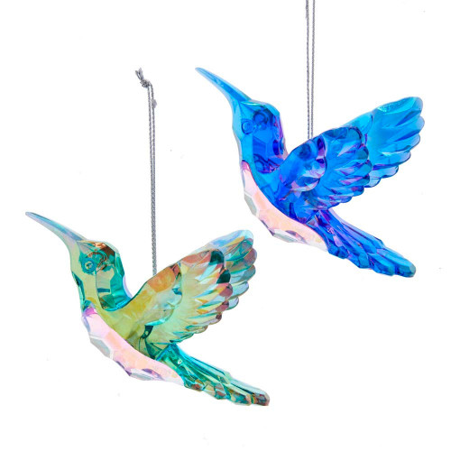 Peacock Hummingbird Ornaments, 2 Assorted