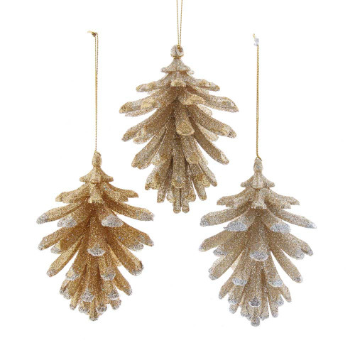 Gold and Platinum Pinecone Ornaments, 2 Assorted