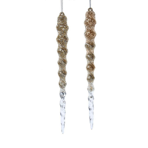 Light Gold and Silver Icicle Ornaments, 2 Assorted