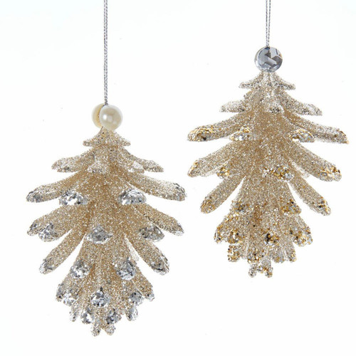 Light Gold and Silver Pinecone Ornaments, 2 Assorted