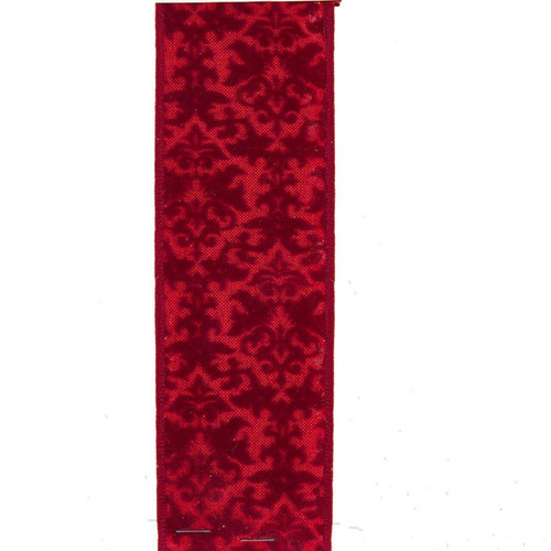 Dark Red Brocade Double Wire Ribbon