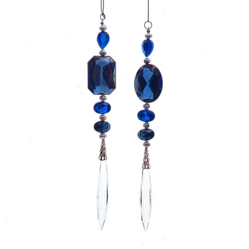 Blue Jewel With Dangle Ornaments, 2 Assorted