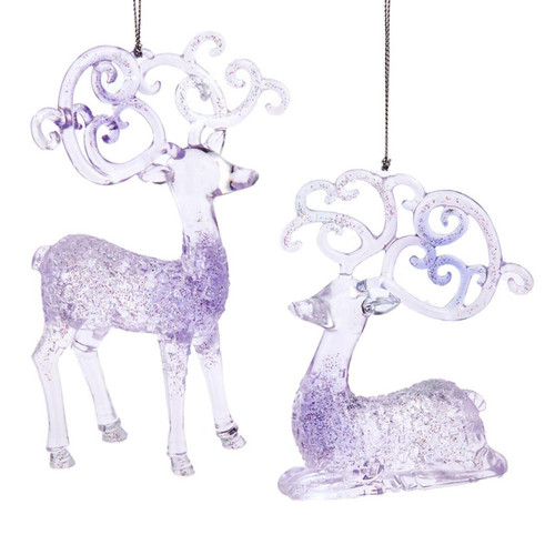 Lavender, Blue and Clear Deer Ornaments, 2 Assorted