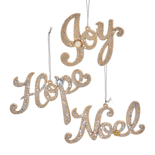 Platinum Word Ornaments, 3 Assorted