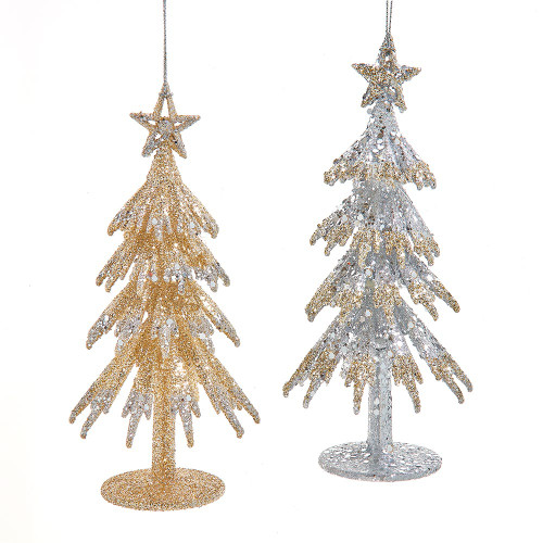 Platinum Christmas Tree Ornaments, 2 Assorted