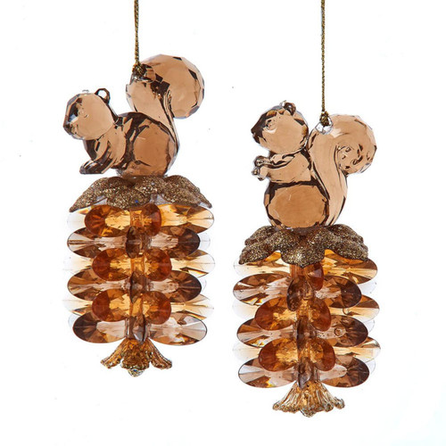 Squirrel Pinecone Ornaments, 2 Assorted