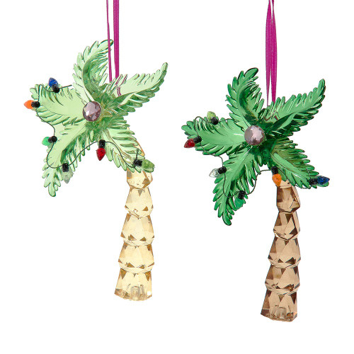 Acrylic Palm Tree Ornaments, 2 Assorted