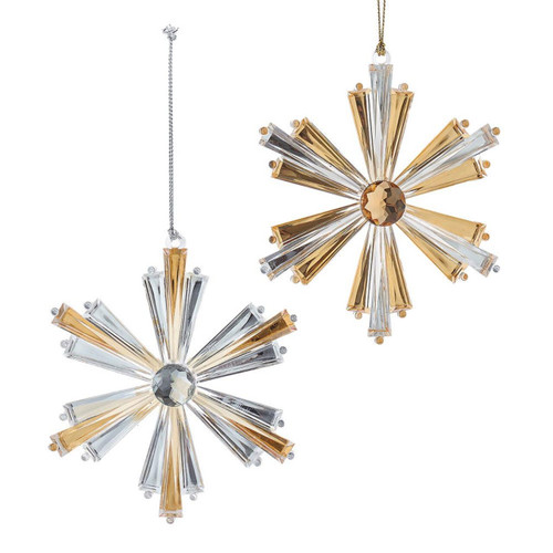 Gold & Clear Snowflake Ornaments, 2 Assorted