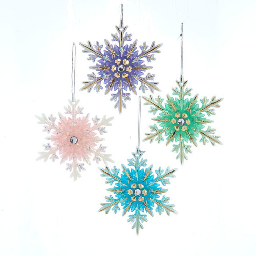 Glow In The Dark Snowflake Ornaments, 4 Assorted