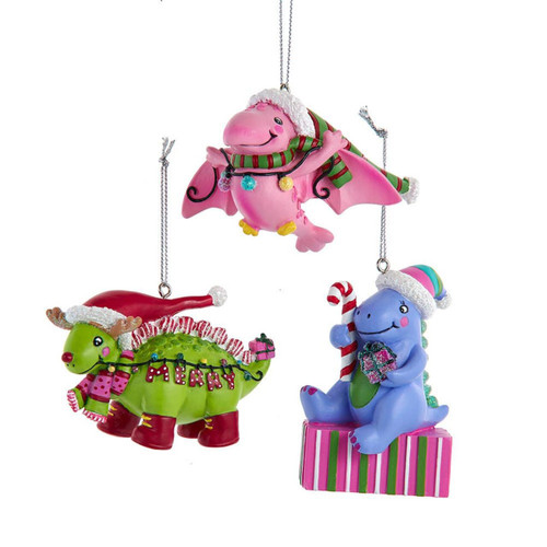 Colorful Dinosaur Ornaments, 3 Assorted