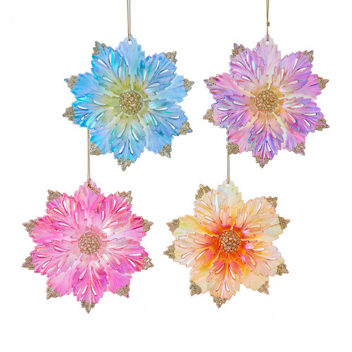 Colorful Flower Ornaments, 4 Assorted