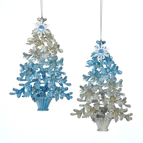 Blue & Platinum Tree Ornaments, 2 Assorted