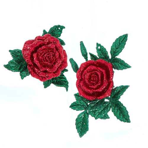 Rose Clip Ornaments, 2 Assorted