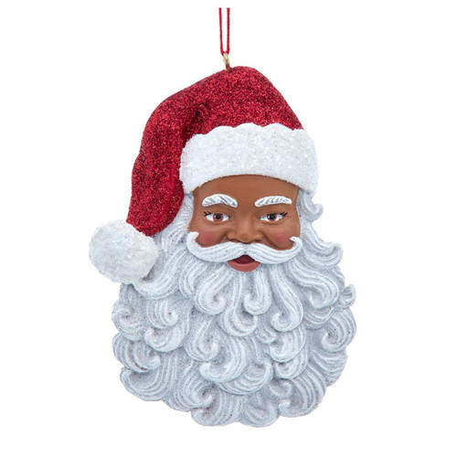 African American Santa Head Ornament