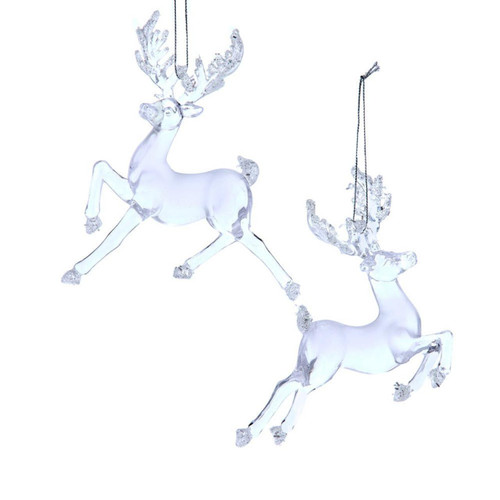 Clear & White Reindeer Ornaments, 2 Assorted