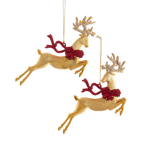 Red & Gold Reindeer Ornaments, 2 Assorted