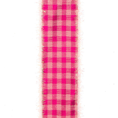 Hot Pink Plaid Double Wire Ribbon