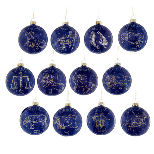 Glass  Zodiac Ornament Set, 12-Piece Set