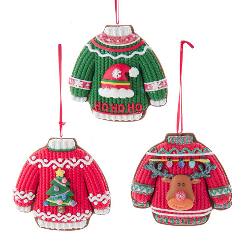 Ugly Sweater Ornaments, 3 Assorted