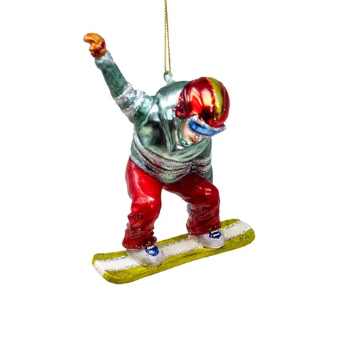 Glass Snowboarder Ornament