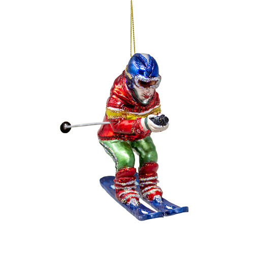 Glass Skier Ornament