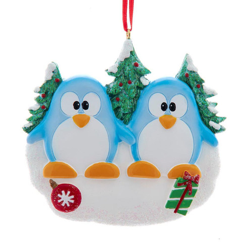 Penguin Family of 2 Ornament For Personalization