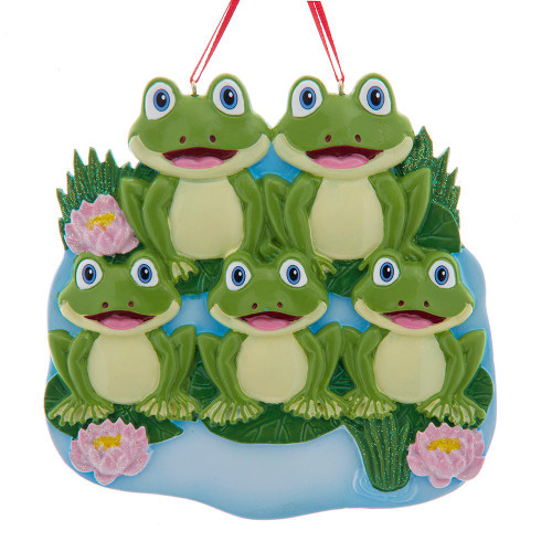 Frog Family of 5 Ornament For Personalization