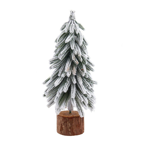 13.5“ Flocking Pine Tree With Wood Base