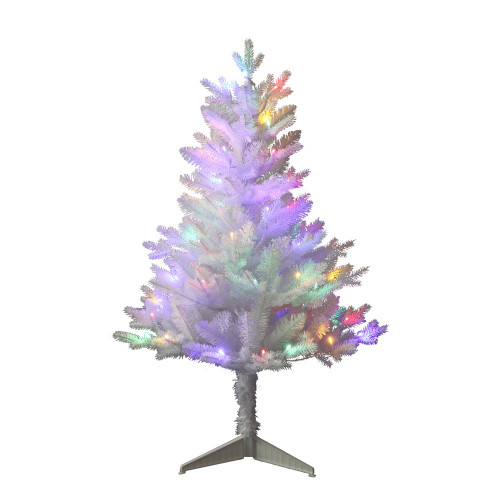 3' Pre-Lit Multicolor LED Jackson White Pine Tree