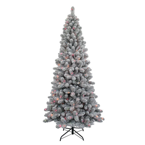 7' Pre-Lit Multicolor Incandescent New Brunswick Flocked Spruce Tree