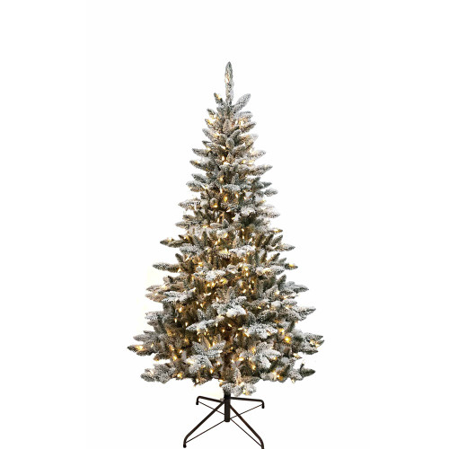 6' Pre-Lit Warm White LED Snow Pine Tree