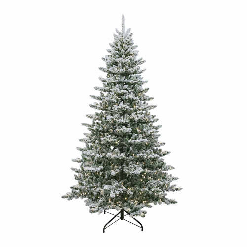 7.5' Pre-Lit Warm White LED Snow Pine Tree