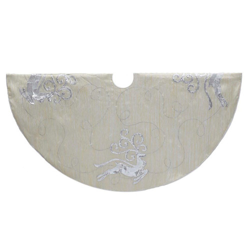 50“ Light Gold Tree Skirt with Reindeer