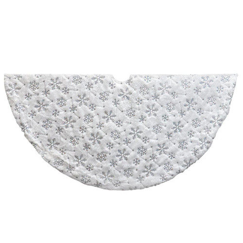 48“ White Sequined Snowflake Tree Skirt