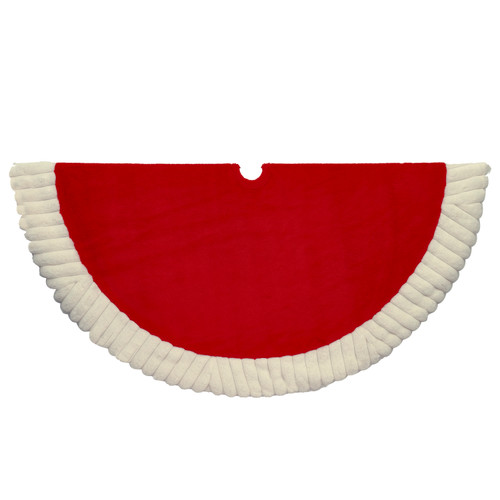 48" Red & White Faux Fur Tree Skirt