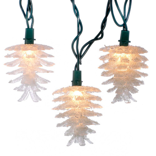 9' UL 10L Clear Pine Cone Light Set