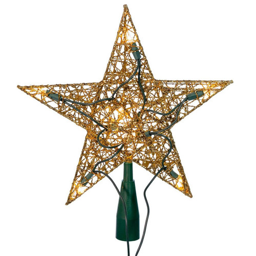 9“ UL 10-Light Gold Wire Star Treetop