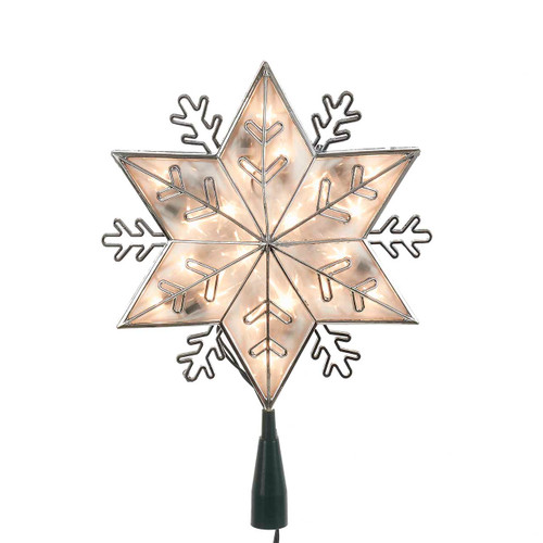 11“ UL 20L Silver Snowflake Star Treetop