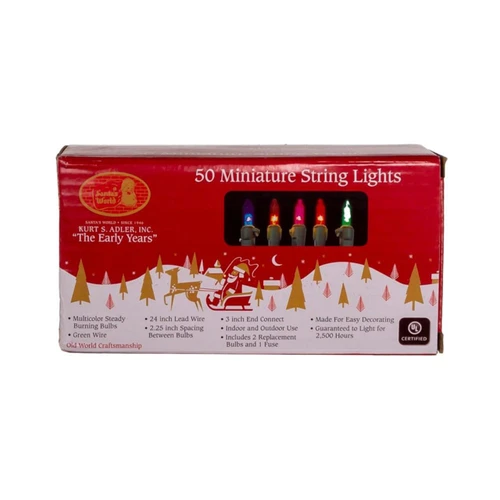 9.2' UL 50-Light Multicolor Light Green Wire Light Set