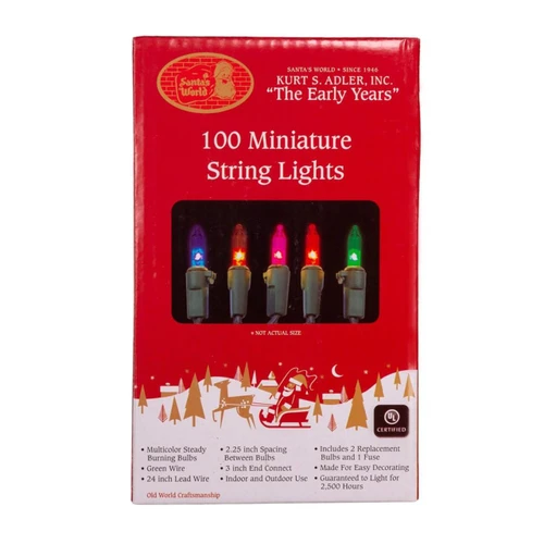 18.5' UL 100-Light Multicolor Light Green Wire Light Set