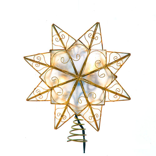 9.27“ UL 10-Light LED Capiz With Scroll Accents Star Treetop
