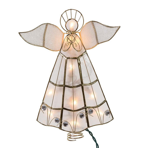 10.5“ UL 10-Light Capiz Angel With Trumpet Treetop
